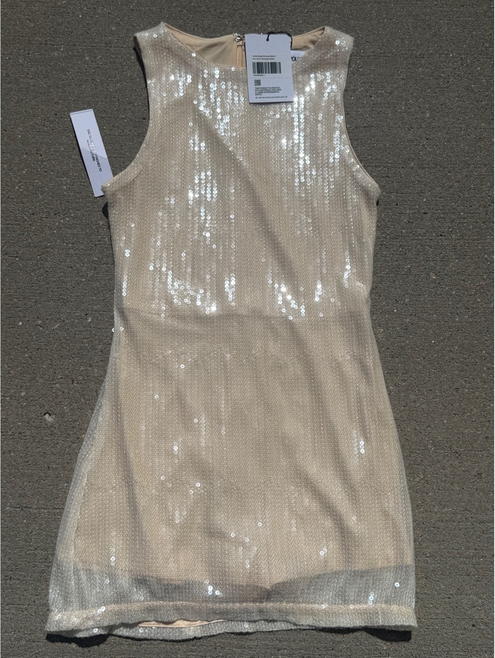 Princess Polly Beige Sequin Mini Dress Size US 6